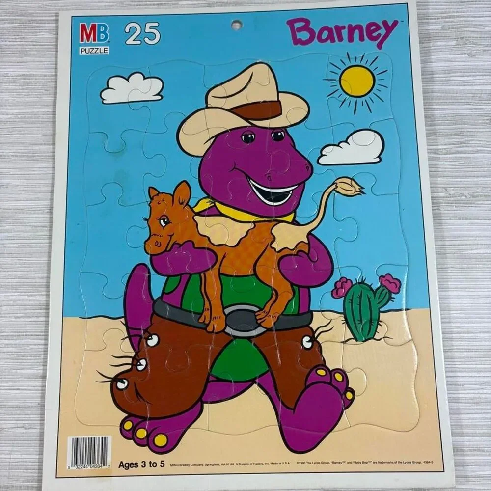 VTG 90s BARNEY Rodeo puzzle by milton bradley excellent condition